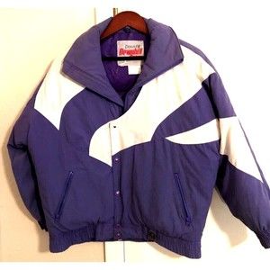 Robern Downhill Racer Womens Vintage Ski Jacket Purple Full Zip Pockets Collar M